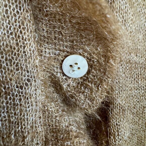 J. Crew X-Small Mohair Blend Fairy Academia Ruffle Cardigan Camel - Picture 4 of 9